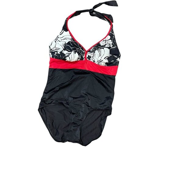 Islander Women's 22W One Piece Bathing Suit Swim Suit Black/Red/White Plus - Picture 1 of 7